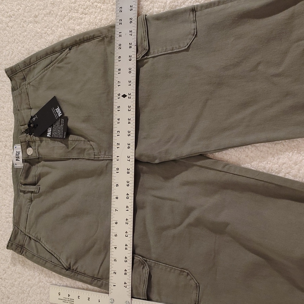 PAIGE Carly Wide Leg Cargo Pocket Jeans – Vintage Ivy Green, Size 32 (10-12) - Picture 13 of 16